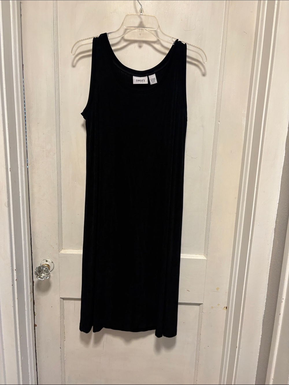 Chicos Travelers Sleeveless Black Midi Dress - Classic Tank Style Large